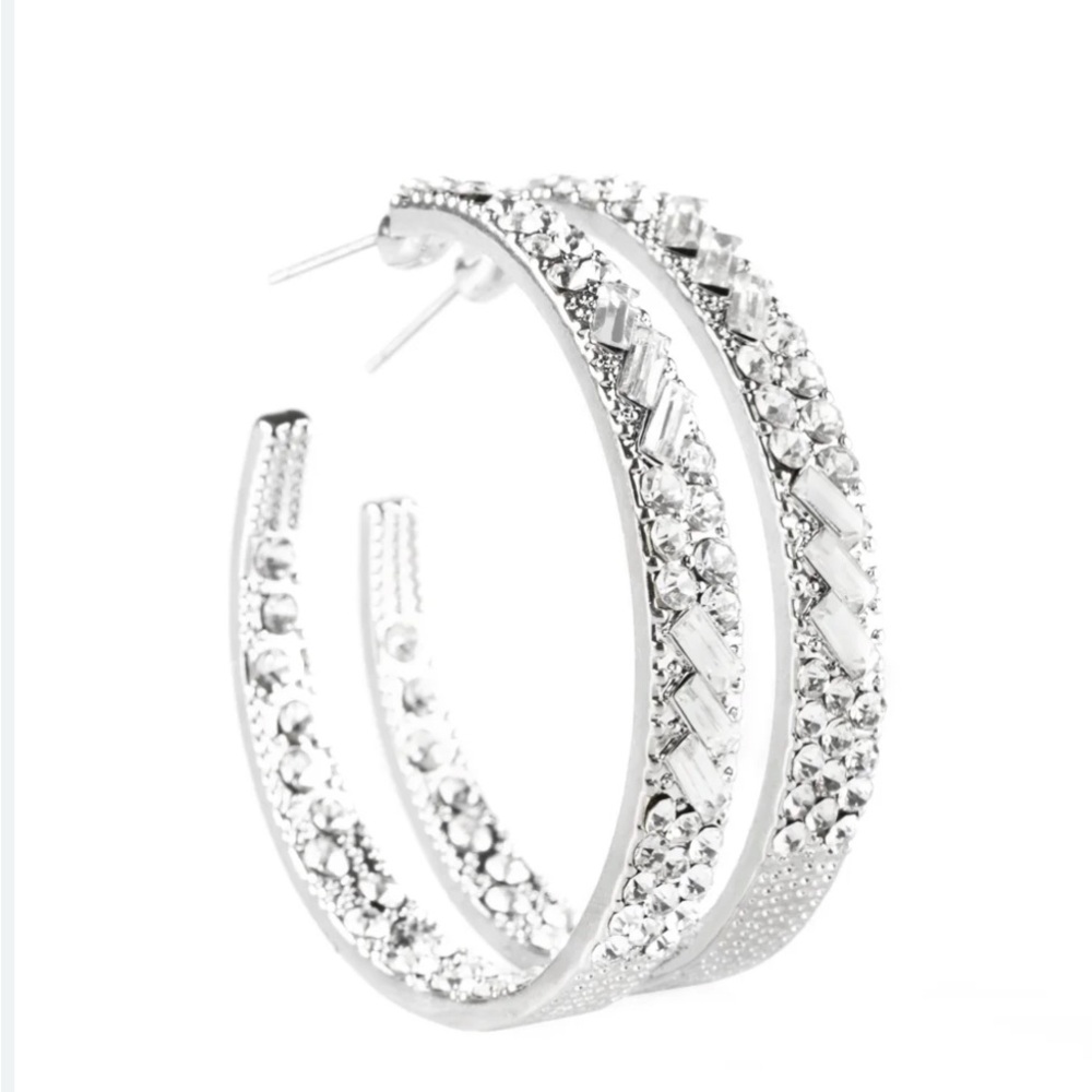 Paparazzi Silver Criss-Cross Hoop Earrings